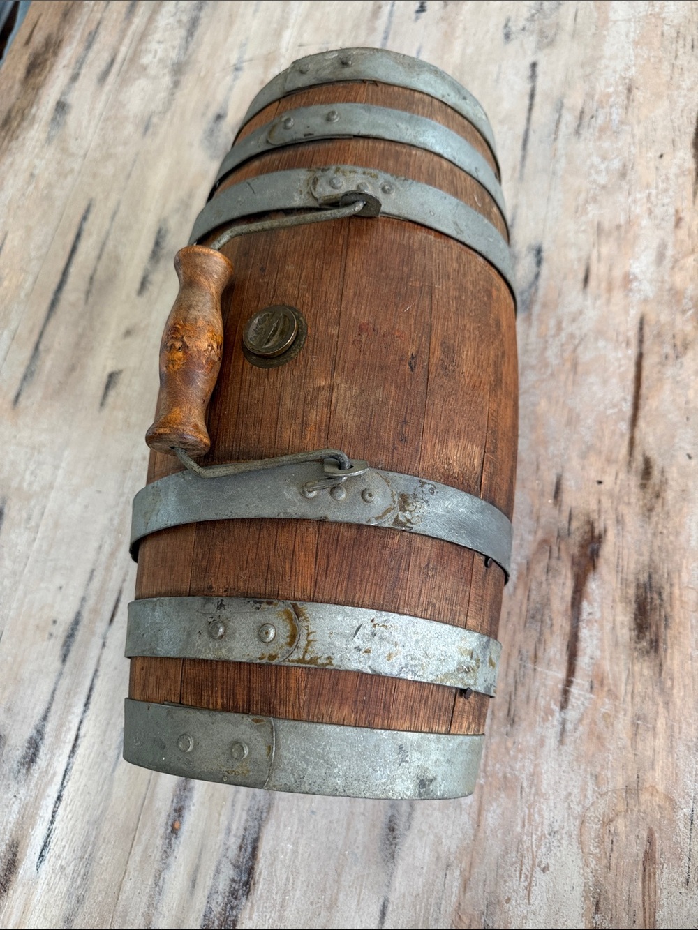 ANTIQUE NAUTICAL WOOD PRIMITIVE WATER CASK RUM WINE BARREL KEG